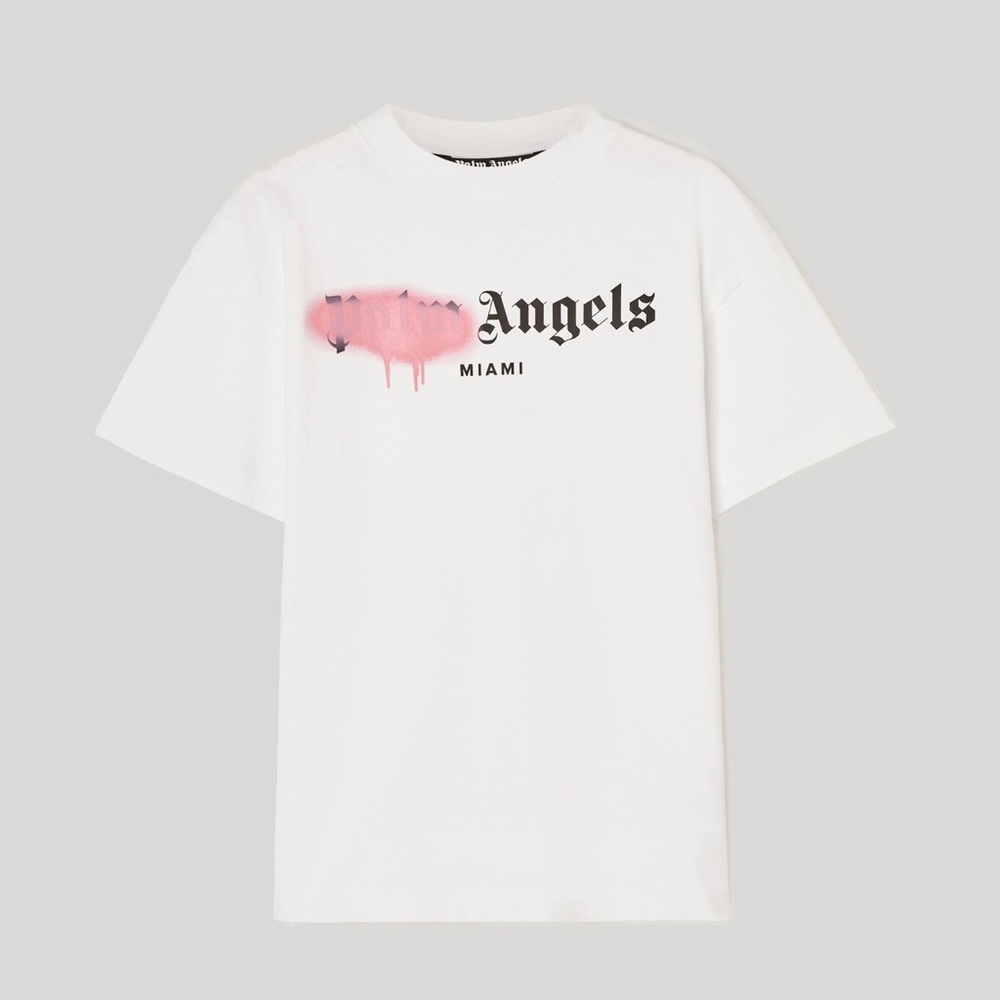 Palm angels White and pink T-shirt